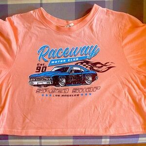Pink - Orange Raceway Tee - short length to show off your bellybutton;)